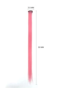 1pc Clip In Long Straight Synthetic Hair Extension - Pink - View 3