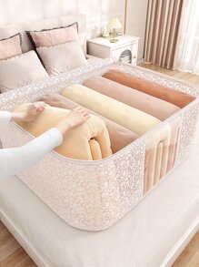 1 件花卉图案衣柜收纳袋，大号防水可折叠被子收纳袋，适用于家庭装饰装饰节日装饰房间装饰家居装饰卧室装饰卧室，收纳袋，家庭收纳，适用于女士白色 T 恤、女士黑色裤子、女士冬装、连衣裙、女士冬装、优雅女装、女士白衬衫、长袖、女士白色连体裤、女士春季连衣裙、女士春季服装、春季、春季服装、简约、夏季上衣收纳 - 白色 - 查看 3