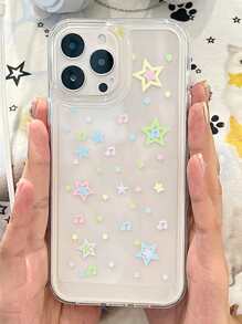 Star Print Clear Phone Case - Clear - View 1