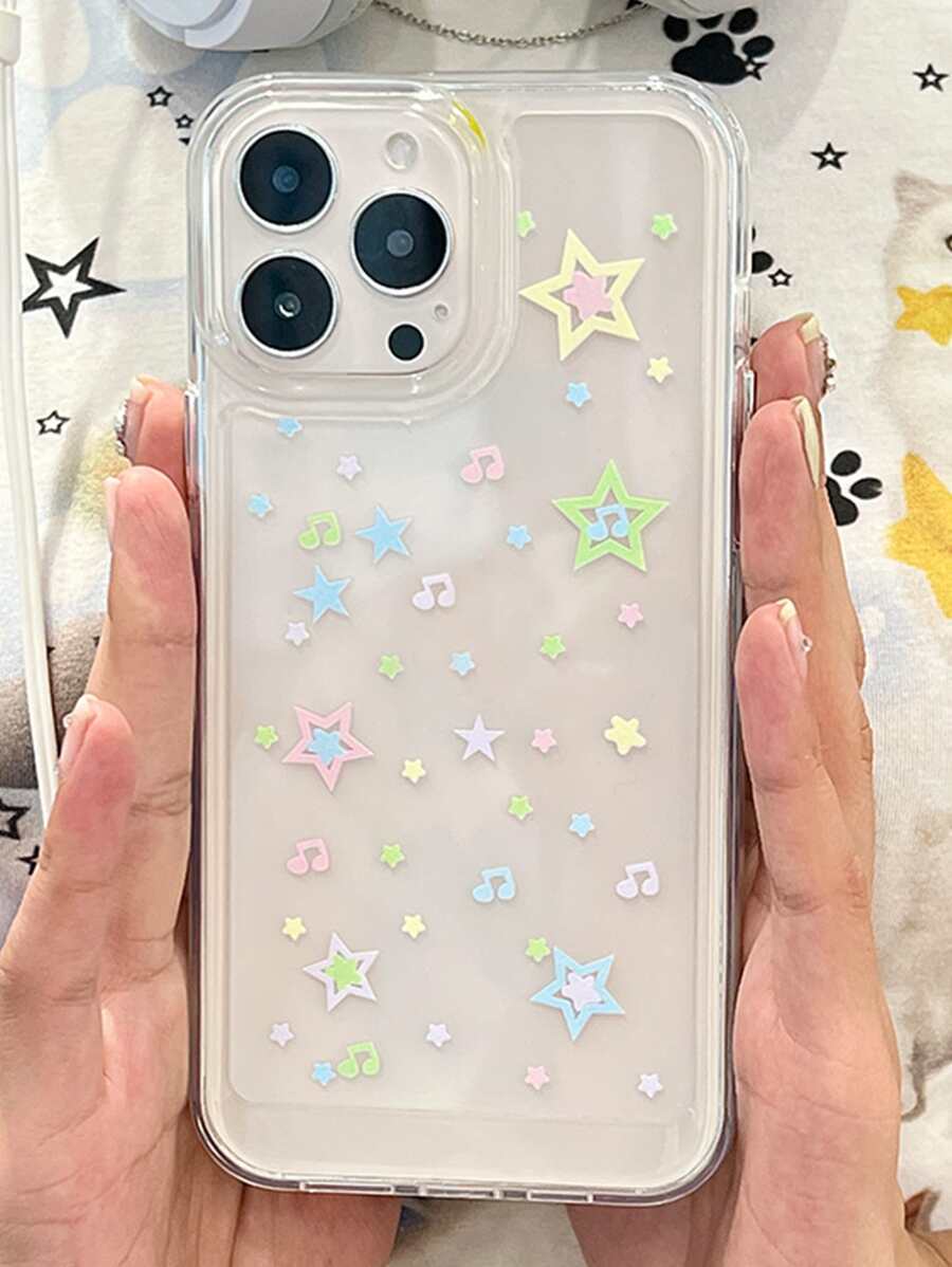 Star Print Clear Phone Case - Clear - View 1