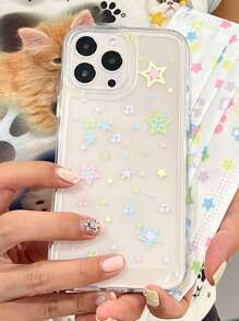 Star Print Clear Phone Case - Clear - View 3