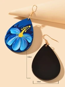 Flower Pattern Water Drop Earrings - Multicolor - View 3