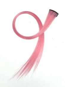 1pc Clip In Long Straight Synthetic Hair Extension - Pink - View 4