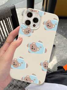 Cartoon Bear Print Phone Case Compatible With iPhone15/15Plus/15Pro/15Promax