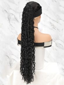 Long Curly Synthetic Ponytail - Black - View 3