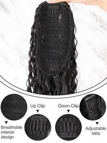 Long Curly Synthetic Ponytail - Black - View 5
