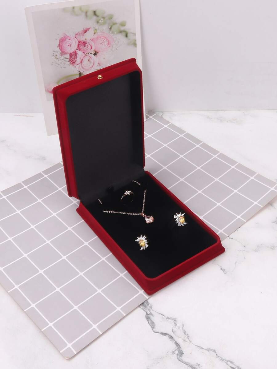 1 PVC Hộp Bảo Quản Trang Sức Tối Giản Màu Đỏ Nhiều Lưới Trang Sức Lưu Trữ Đồ Dành Cho Gia Đình - Đỏ - Xem 1