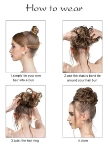 Short Curly Synthetic Hair Updo - Black - View 4