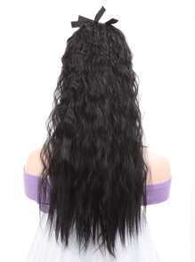 中等小波浪馬尾合成纖維接髮 - 黑色 - 查看 4