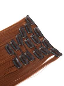 6pcs Clip In Long Straight Synthetic Hair Extension - Brown - View 4