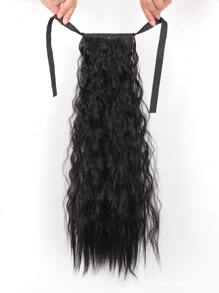 中等小波浪馬尾合成纖維接髮 - 黑色 - 查看 5