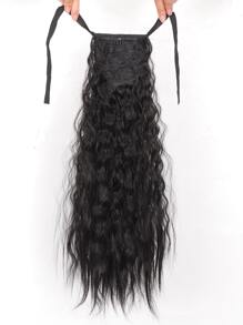 中等小波浪馬尾合成纖維接髮 - 黑色 - 查看 6