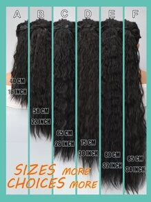 中等小波浪馬尾合成纖維接髮 - 黑色 - 查看 3