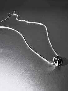 1 件男士不锈钢圆形吊坠项链，时尚日常佩戴