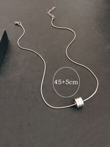 1 件男士不锈钢圆形吊坠项链，时尚日常佩戴