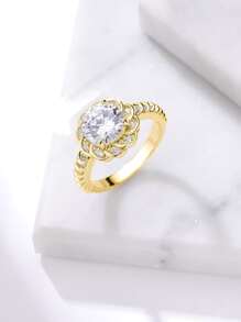 Nhẫn Trang Trí Đá Cubic Zirconia - Vàng - Xem 2