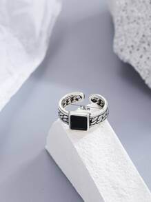 Hombres Anillo abierto con diseño de cuadro