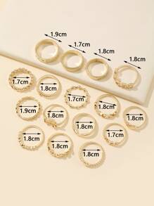 16入組星星和心圓環 - 金黃色 - 查看 4