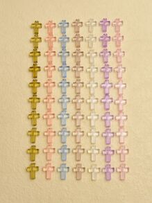 70 piezas de color al azar con diseño de cruz DIY cuenta