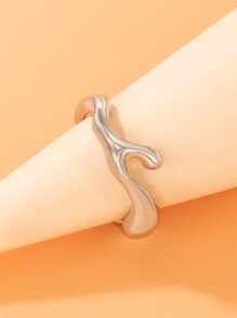 适合女性日常佩戴的不对称形状戒指 - 銀色 - 查看 2