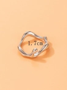 适合女性日常佩戴的不对称形状戒指 - 銀色 - 查看 4