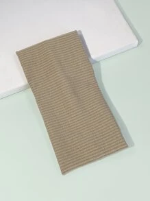 1条极简针织发带，运动大学风发带，粉色、黑色、白色等多种颜色可选，男女通用，四季皆宜，可作头巾、发带、吸汗带，适合上学、大学等场合，秋冬季发带，女士度假装扮发饰，优雅围巾，柔软头巾 - 卡其色 - 查看 3