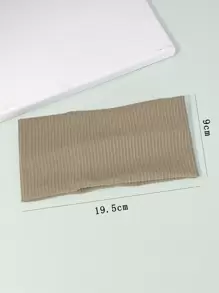 1条极简针织发带，运动大学风发带，粉色、黑色、白色等多种颜色可选，男女通用，四季皆宜，可作头巾、发带、吸汗带，适合上学、大学等场合，秋冬季发带，女士度假装扮发饰，优雅围巾，柔软头巾 - 卡其色 - 查看 5