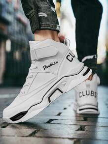 男士白色字母刺绣系带厚底运动鞋 男士街头服饰