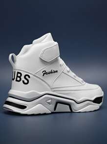 男士白色字母刺绣系带厚底运动鞋 男士街头服饰