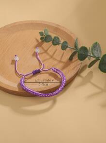 1入組休閒雙色珠子裝飾編織細繩手鏈適合女士日常裝飾 - 紫色 - 查看 3