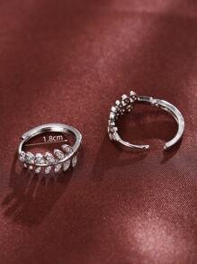 Cubic Zirconia Leaf Decor Hoop Earrings