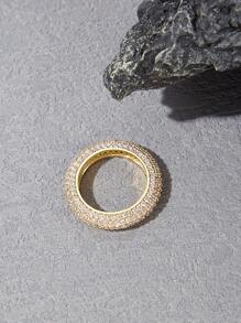 PREMIUM Cubic Zirconia Decor Cuff Ring - Yellow Gold - View 2