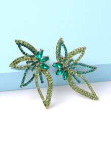 juran 水钻花朵装饰耳钉 情人节款 - 綠色 - 查看 2