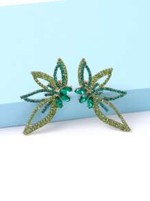 juran 水钻花朵装饰耳钉 情人节款 - 綠色 - 查看 3