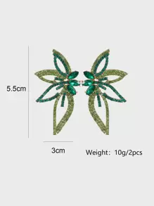 juran 水钻花朵装饰耳钉 情人节款 - 綠色 - 查看 4