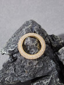 PREMIUM Cubic Zirconia Decor Cuff Ring - Yellow Gold - View 6