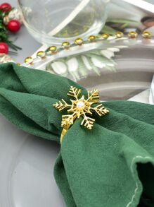 6 حلقات مفرش طاولة بشكل رقائق الثلج الكريسماسية، ديكور طاولة