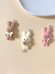 12 件裝隨機顏色卡通塑膠兔子 DIY 吊墜 - 彩色 - 查看 3