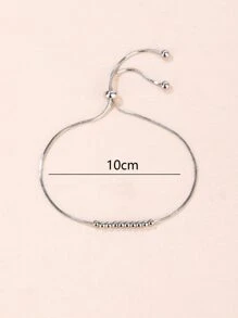 1pc Stainless Steel Snake Beaded Stretch Bracelet With 14k Gold Plating, Suitable For Gift And Personal Use - Silver - View 3