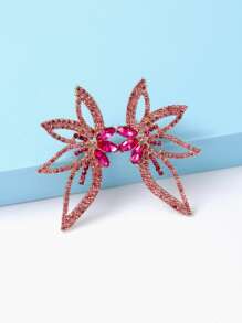 juran Rhinestone Flower Decor Stud Earrings - Hot Pink - View 1