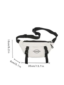 Letter Graphic Release Buckle Decor Bum Bag - White - View 3