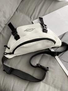 Letter Graphic Release Buckle Decor Bum Bag - White - View 5