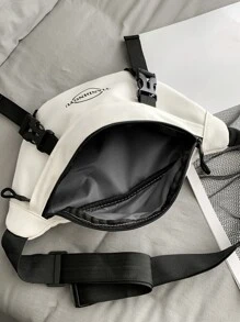 Letter Graphic Release Buckle Decor Bum Bag - White - View 6