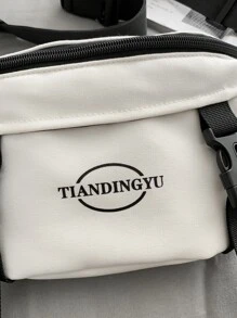 Letter Graphic Release Buckle Decor Bum Bag - White - View 7