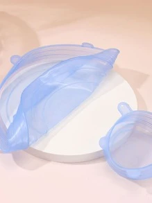 6pcs Clear Silicone Kitchen Food Fresh-keeping Cover - Blue - View 2
