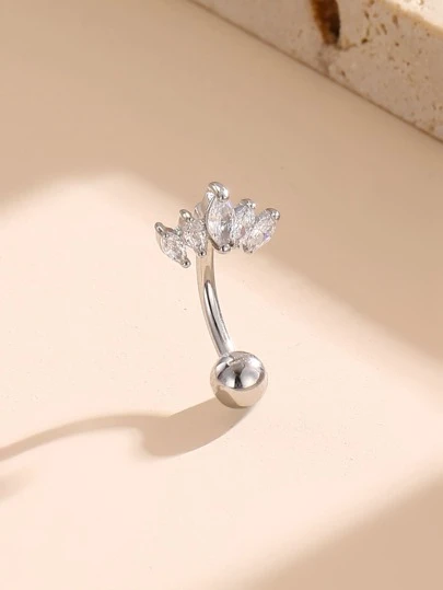 Fashionable Cubic Zirconia Decor Eyebrow Ring Stainless Steel For Women & Men No Piercing Needed Septum Body Jewelry