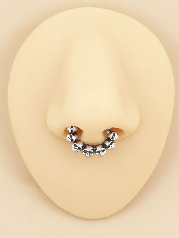 Fashionable Skull Decor Nose Ring Stainless Steel Punk Style For Women