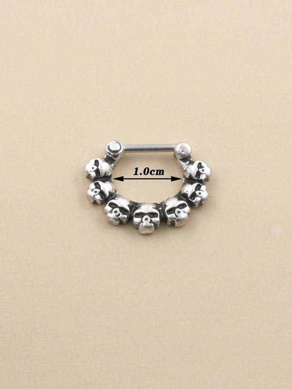 Fashionable Skull Decor Nose Ring Stainless Steel Punk Style For Women