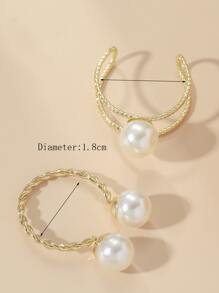 1pc Minimalist Pearl Adjustable Ring Set, Suitable For Women's Daily Wear - Yellow Gold - View 3