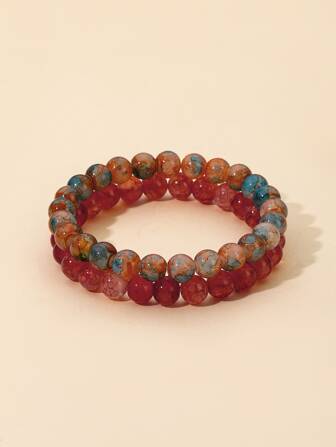 2入組極簡風格串珠手鏈